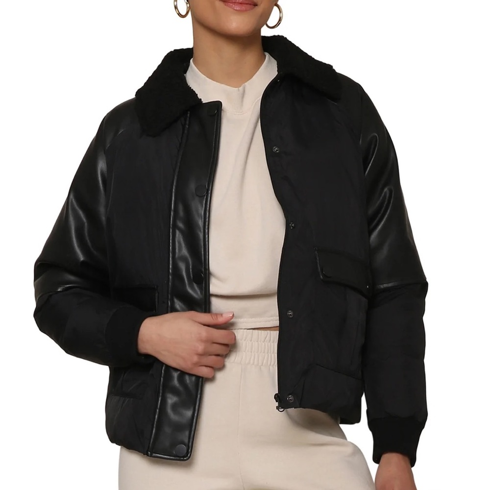 NWOT Central Park West Leather Sleeve Jacket